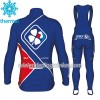 Set Fietsshirt Lange Mouw + Lange Koersbroek 2017 FDJ N002 Winter Thermal Fleece